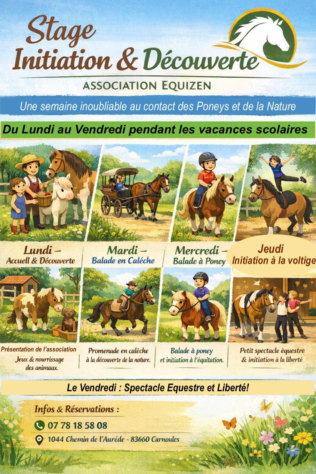 Vacances de fevrier 2026 a cheval chez Equizen Carnoules